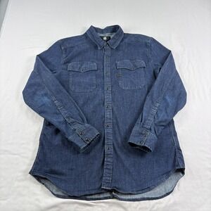 G Star Raw Denim Shirt Mens XL Blue Lando Pearl Snap Up Jean Slim Fit